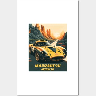 Marrakesh Morocco Supercar Vintage Travel Art Poster Posters and Art